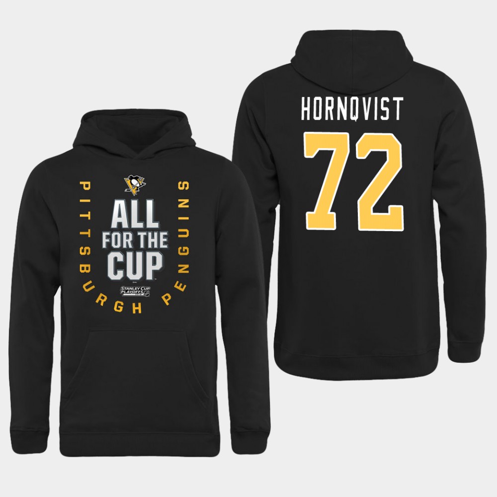 Men NHL Pittsburgh Penguins 72 Hornqvist black All for the Cup Hoodie